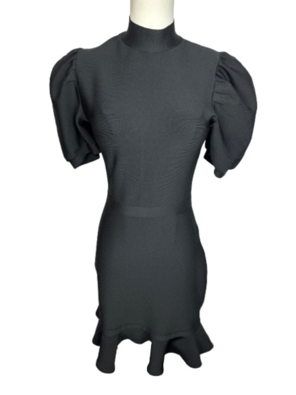 Lulu's Black Puff-Sleeve Mini Dress with Ruffle Hem